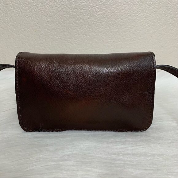 Vera Pelle Dark Brown Genuine Leather Flap Crossbody Bag - Picture 9 of 11